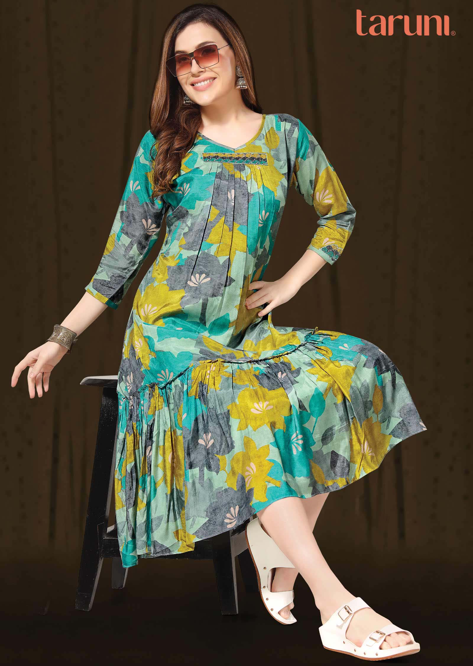 Multicolor Muslin Midi Dress