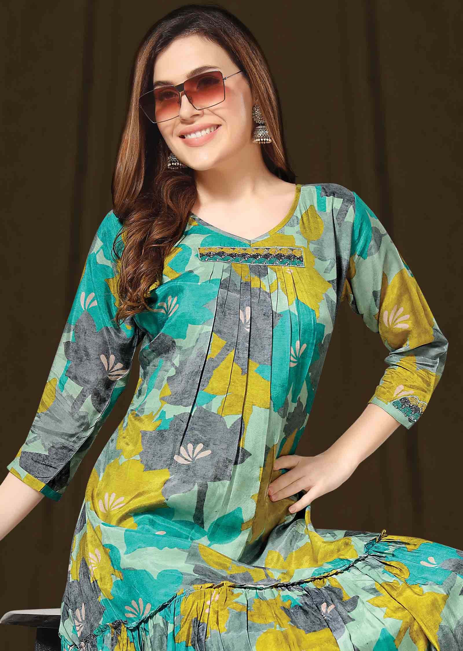 Multicolor Muslin Midi Dress