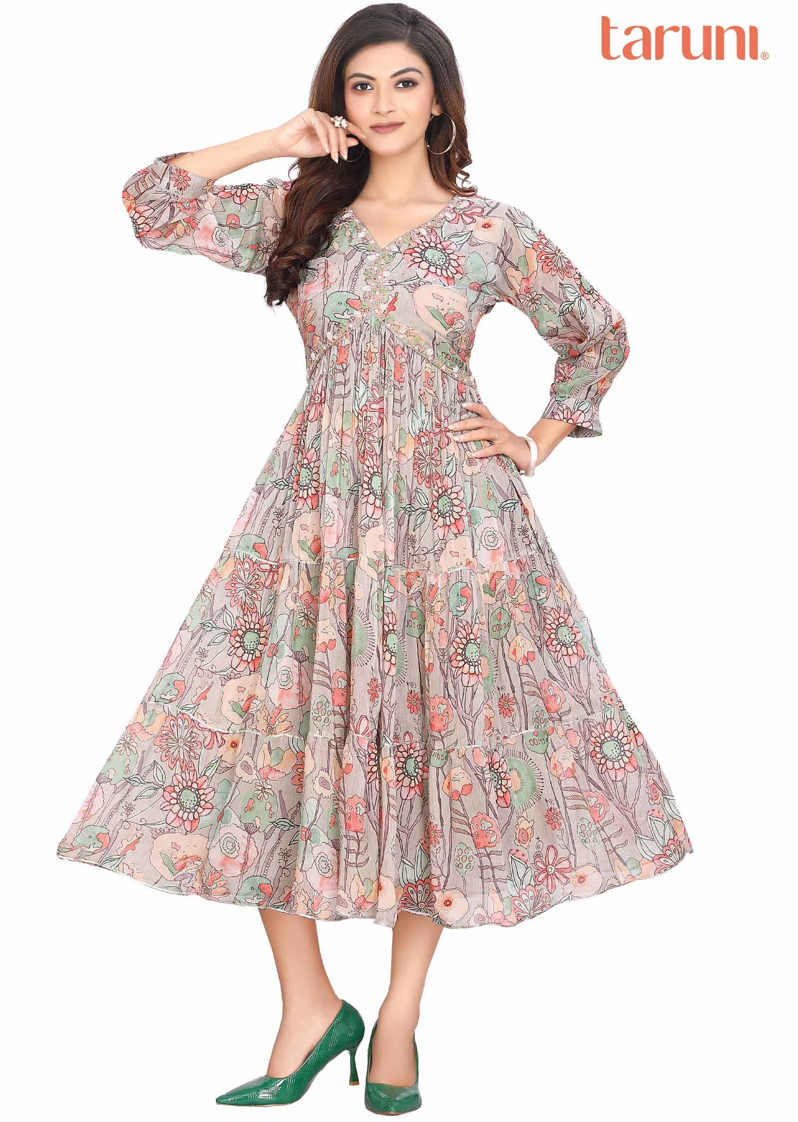 Light grey Chinnon Embroidered Midi Dress
