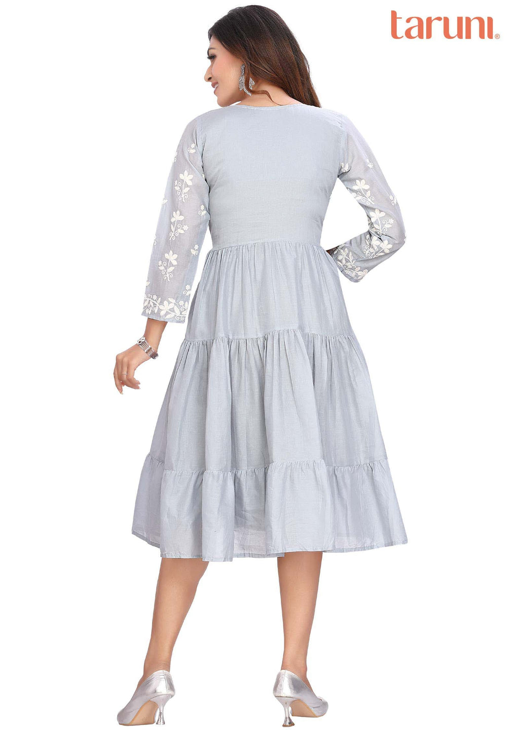 Light Grey Cotton Midi Dress