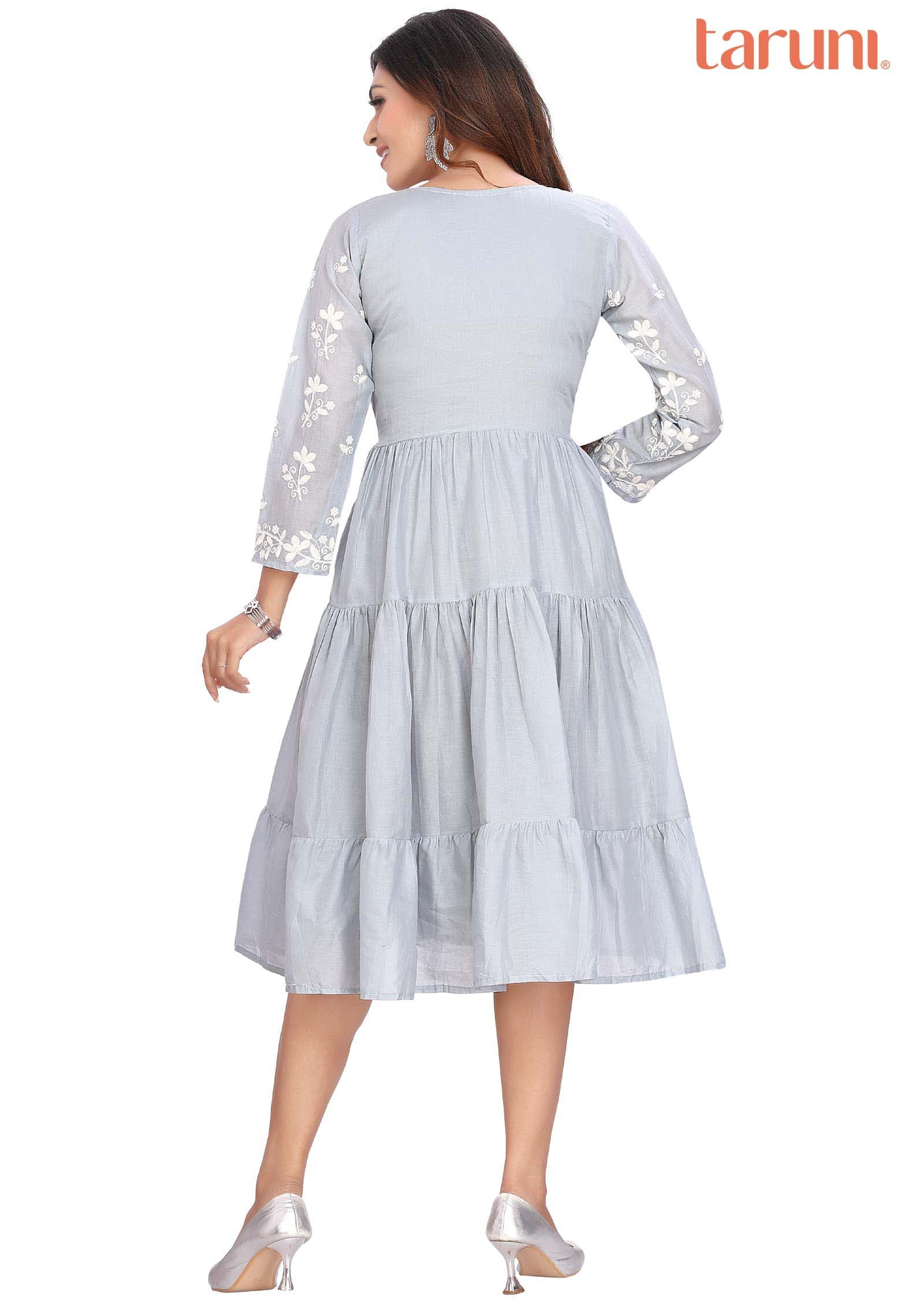 Light Grey Cotton Midi Dress