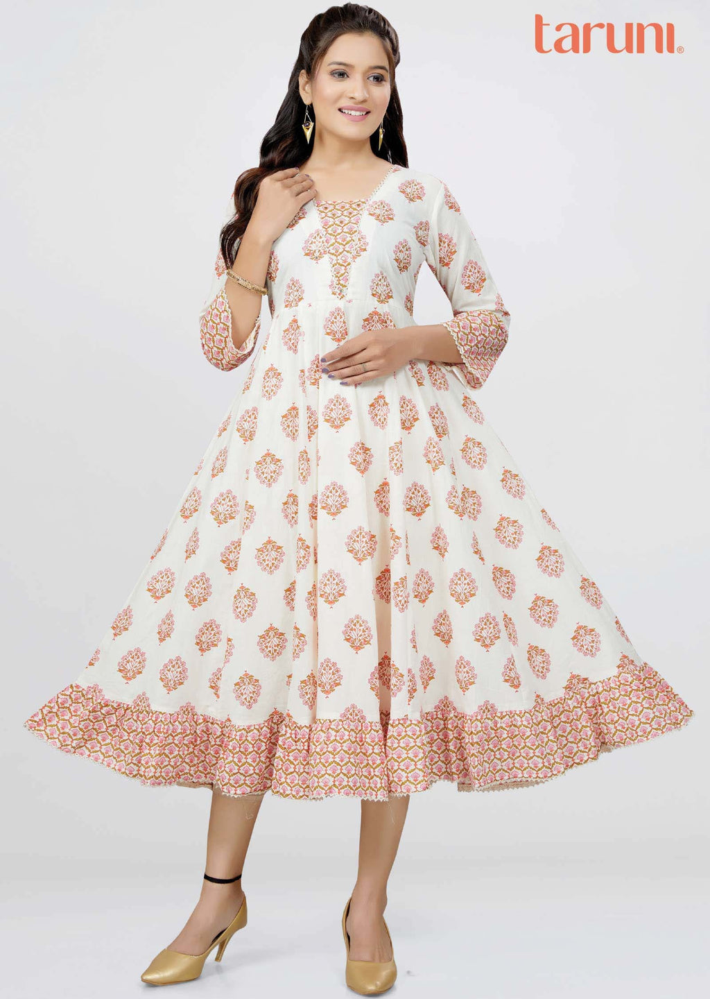 Off White Cotton Midi Dress