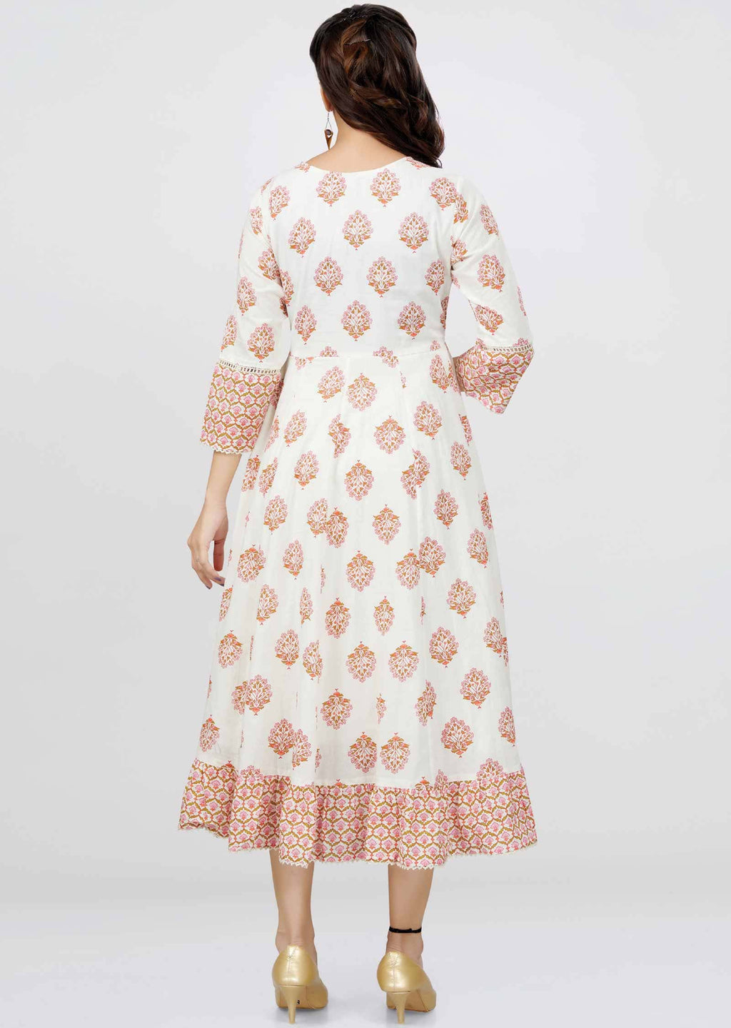 Off White Cotton Midi Dress