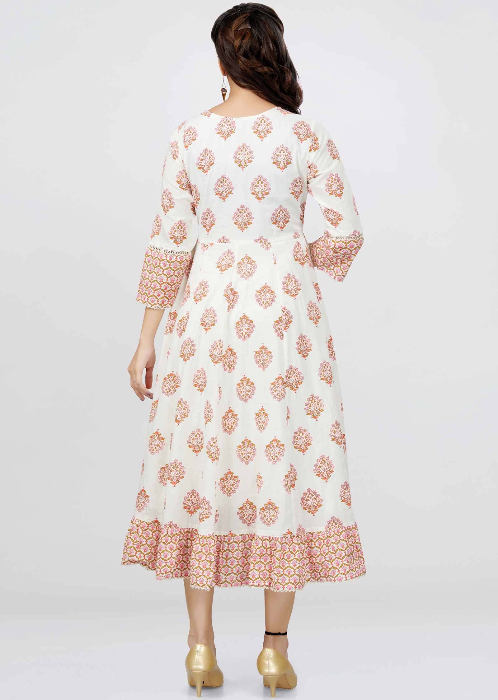 Off White Cotton Midi Dress