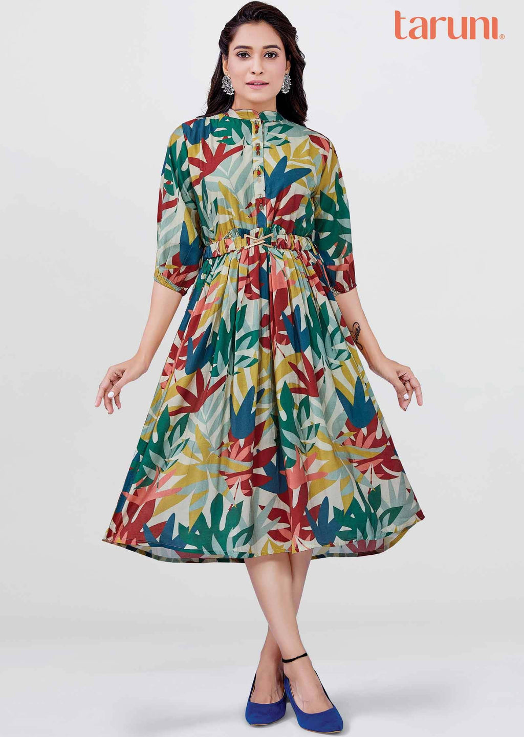 Multicolor Modal Beaded Midi Dress