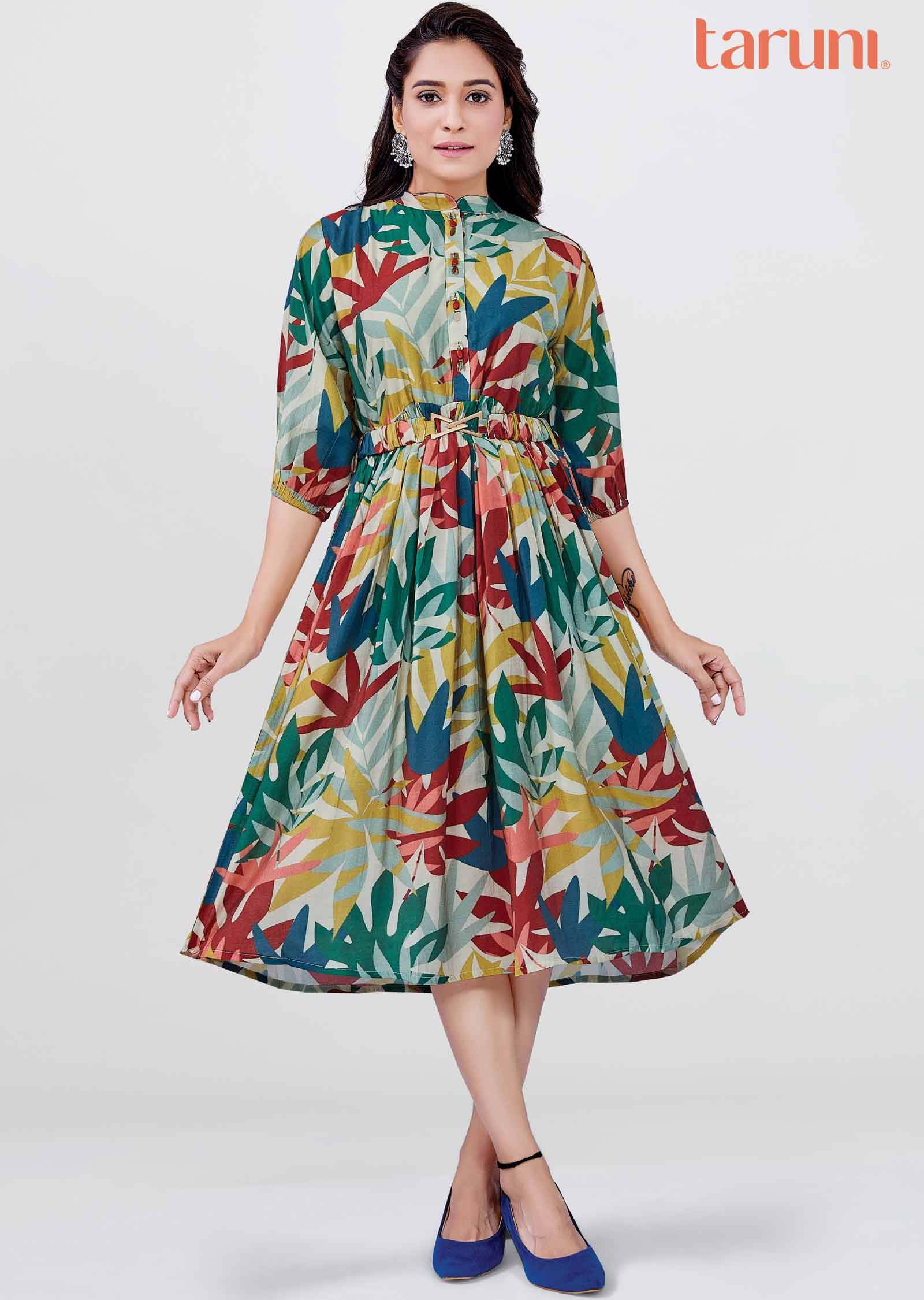 Multicolor Modal Beaded Midi Dress