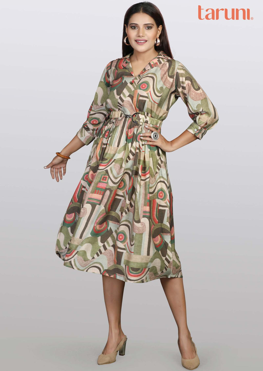 Multicolor Modal Beaded Midi Dress