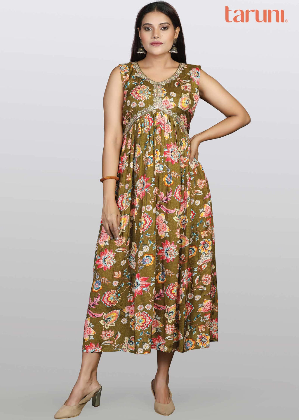 Mehendi Green Modal Midi Dress