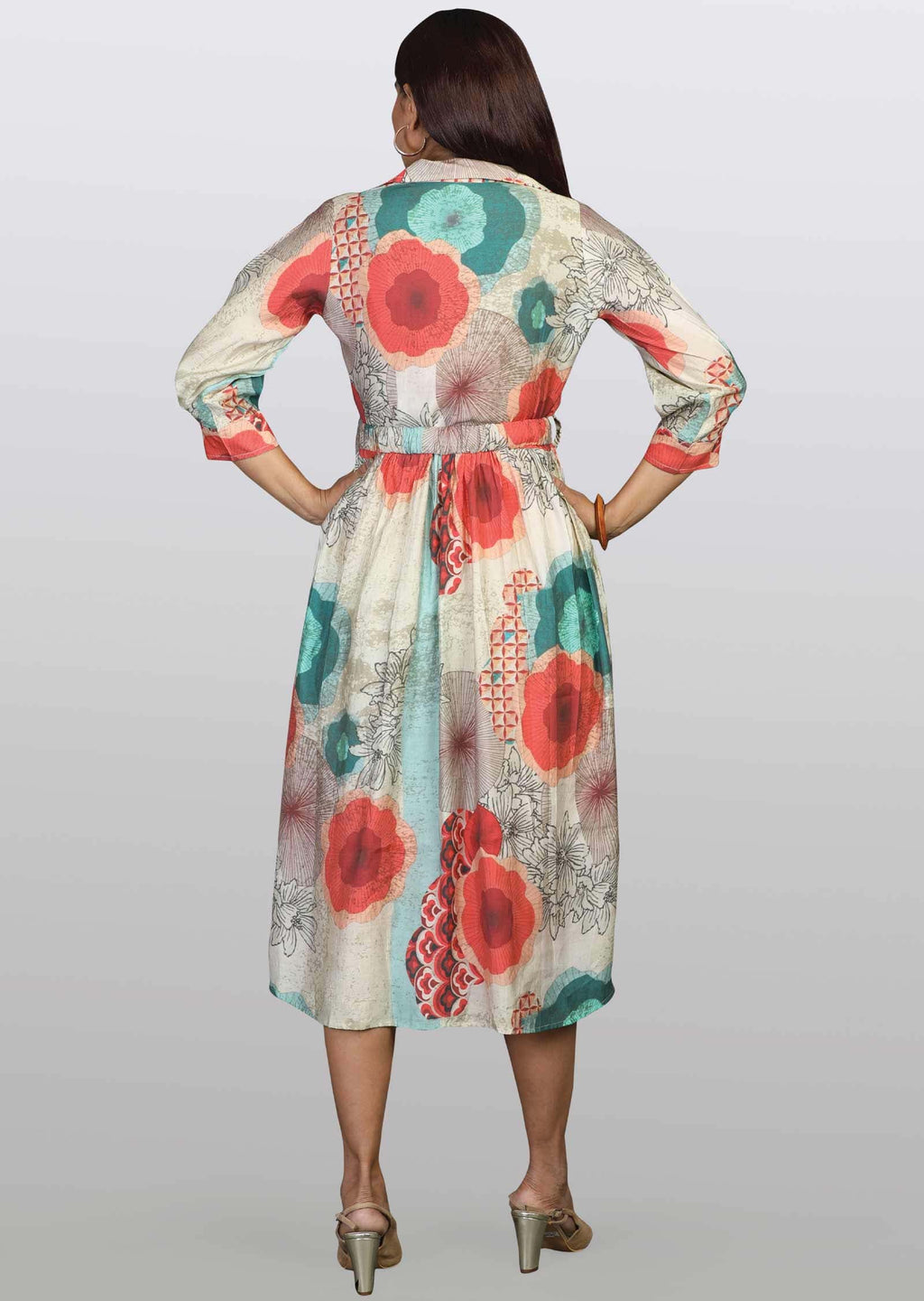 Multicolor Modal Beaded Midi Dress