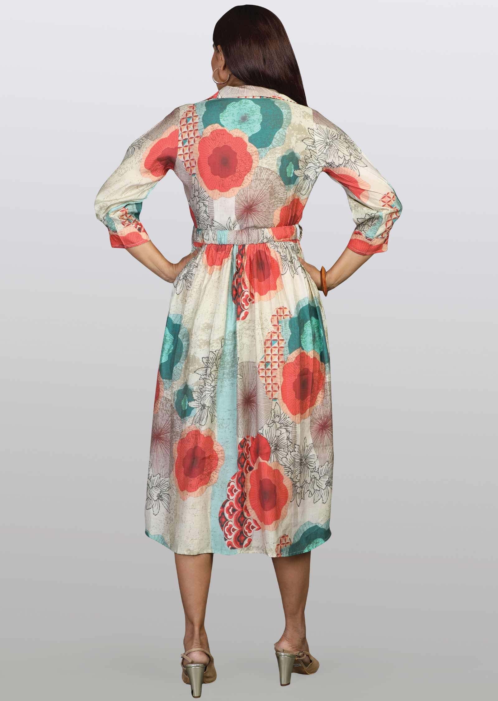 Multicolor Modal Beaded Midi Dress