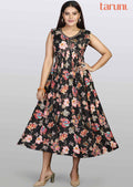 Black Modal Embroidered Midi Dress