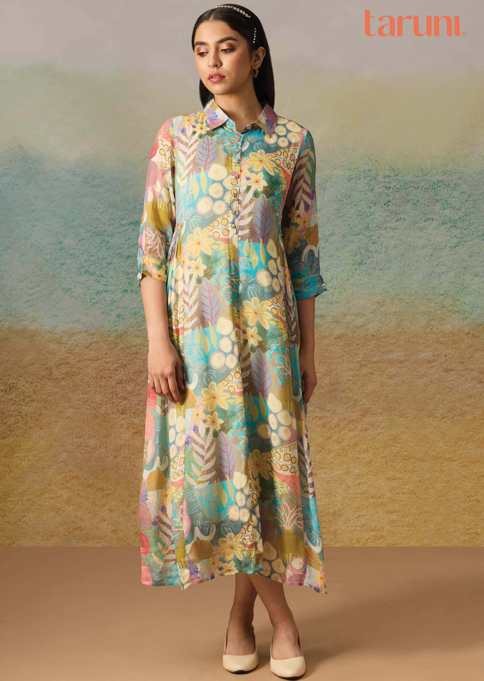 Multicolor Chinnon Embroidered Midi Dress
