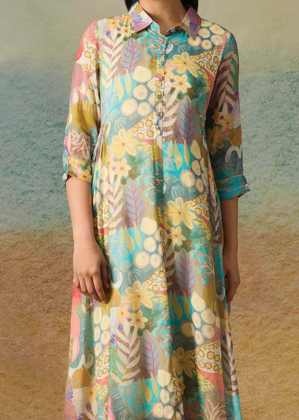 Multicolor Chinnon Embroidered Midi Dress