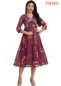 Mauve Chinnon Printed Midi Dress