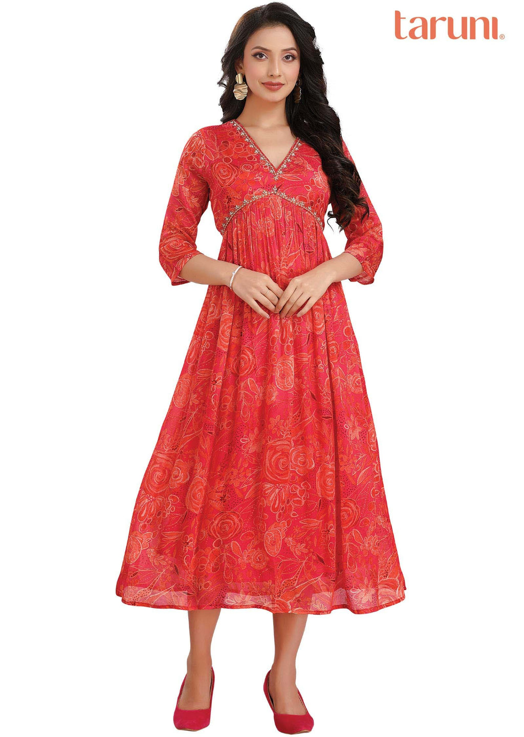Rani Pink Chinnon Printed Midi Dress