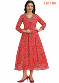 Rani Pink Chinnon Embroidered Midi Dress