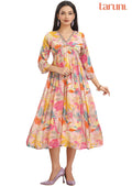 Light Pink Chinnon Printed Midi Dress