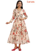 Cream Chinnon Embroidered Midi Dress