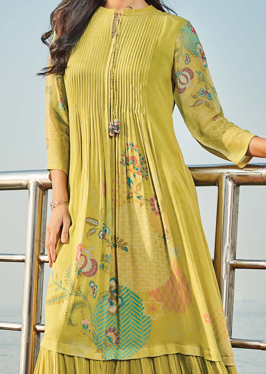 Mehendi Green Georgette Midi Dress