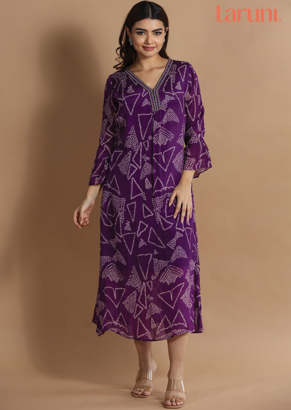 Purple Chinnon Midi Dress