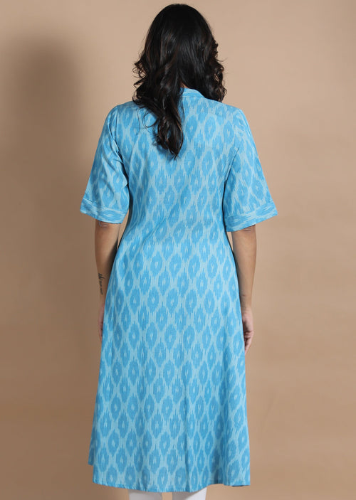 Blue Cotton Midi Dress