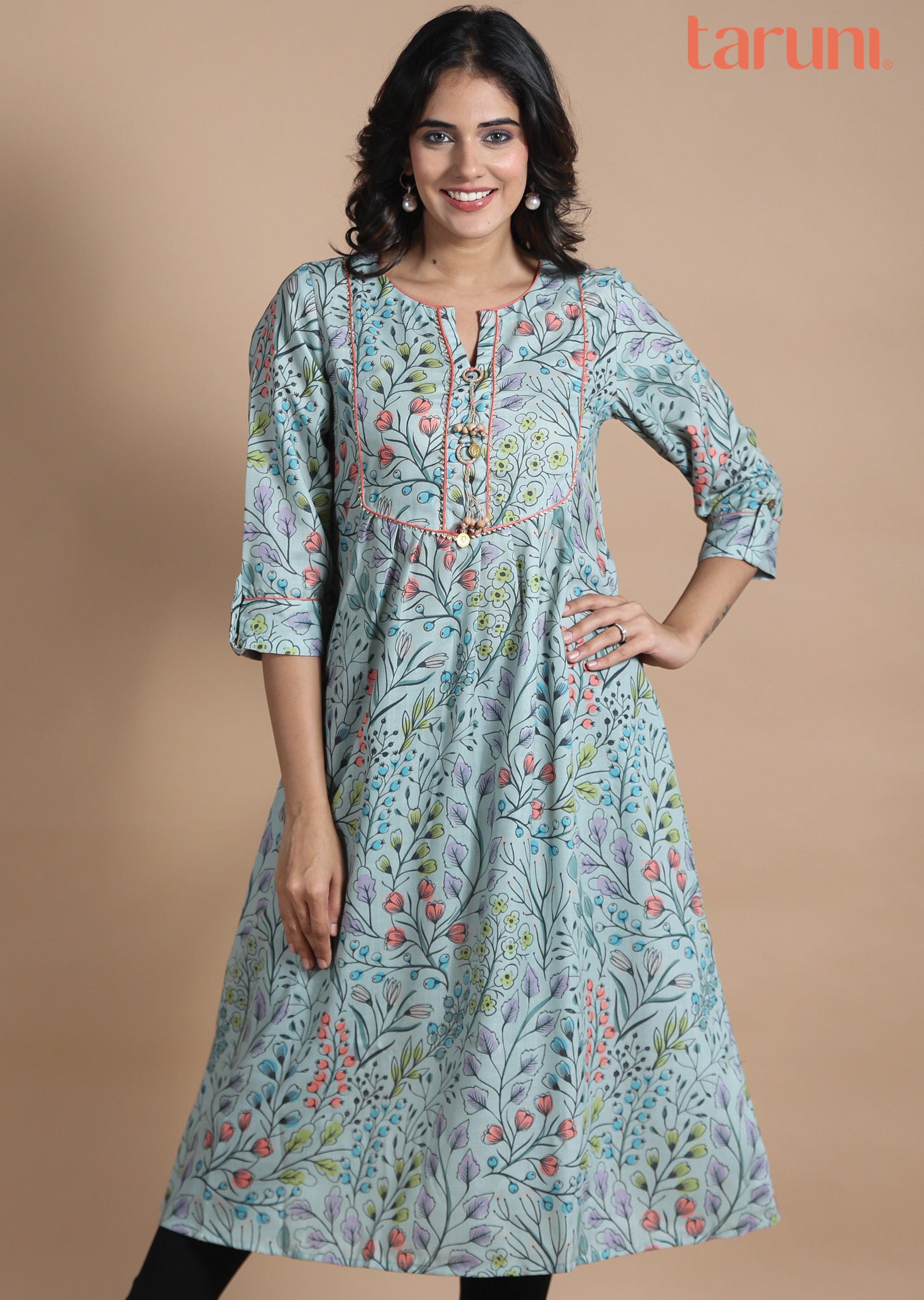 Dusty Green Cotton Midi Dress