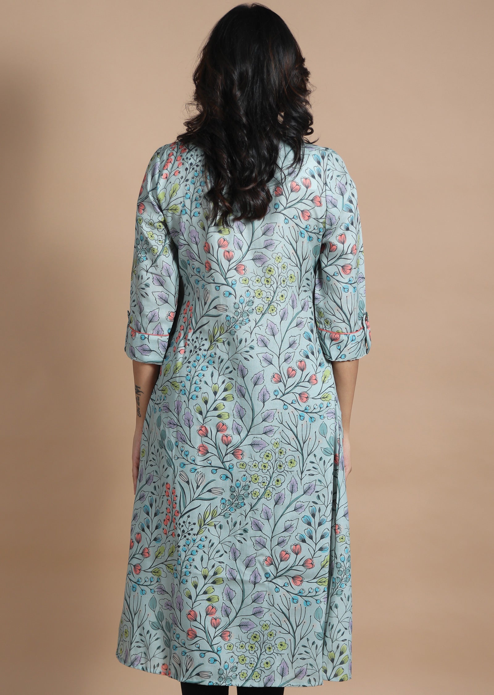 Dusty Green Cotton Midi Dress