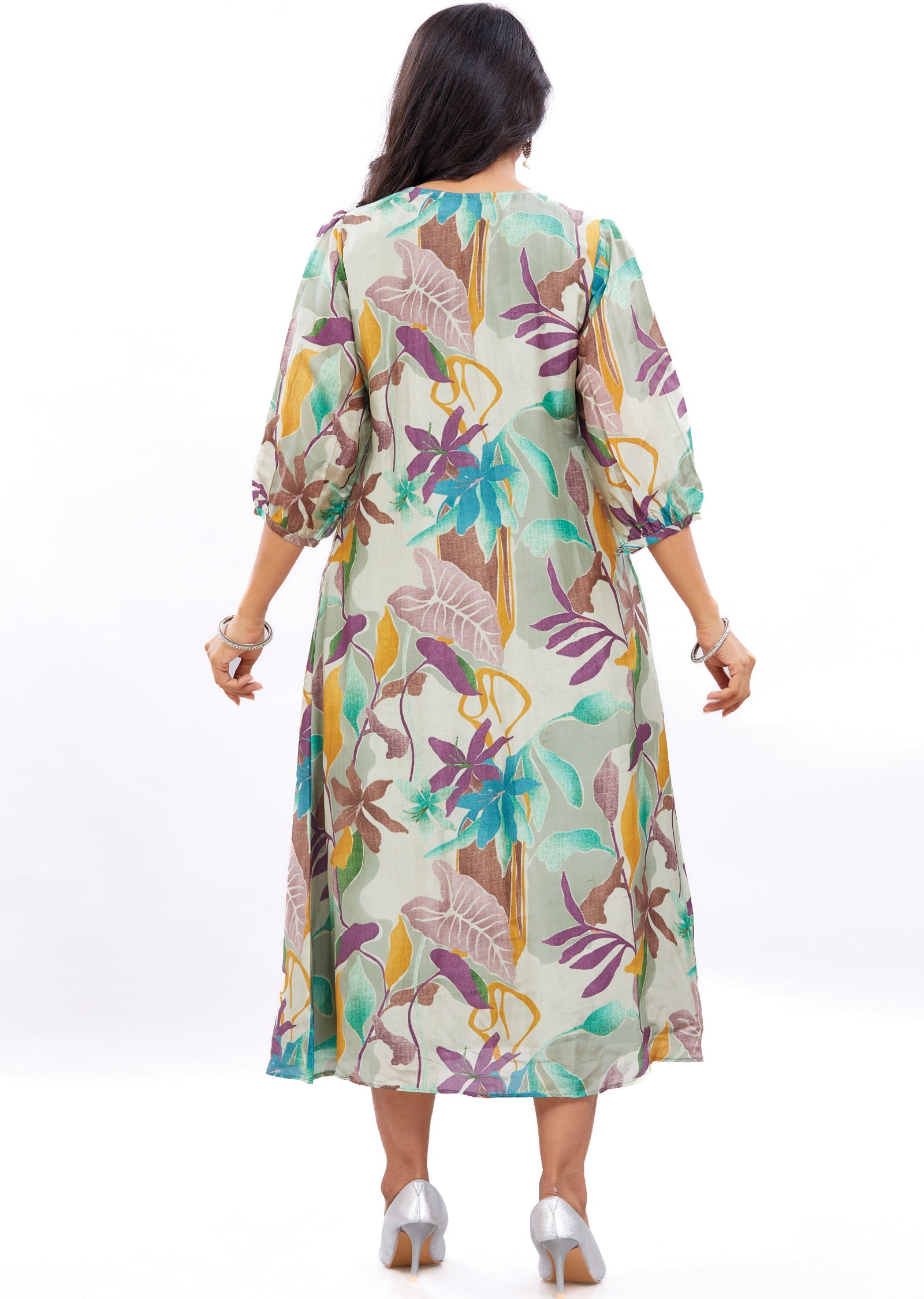 Mehendi Green Silk Midi Dress