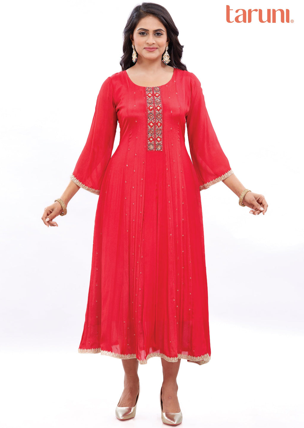 Red Chinnon Midi Dress
