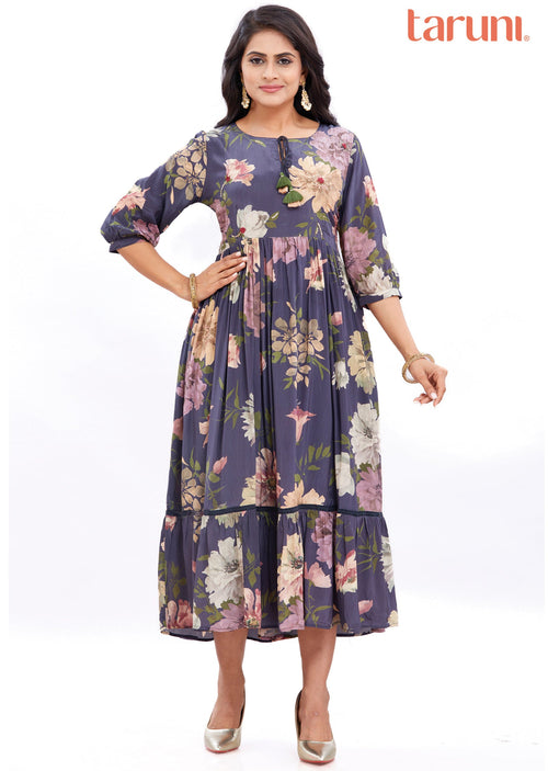 Dark Grey Crepe Midi Dress