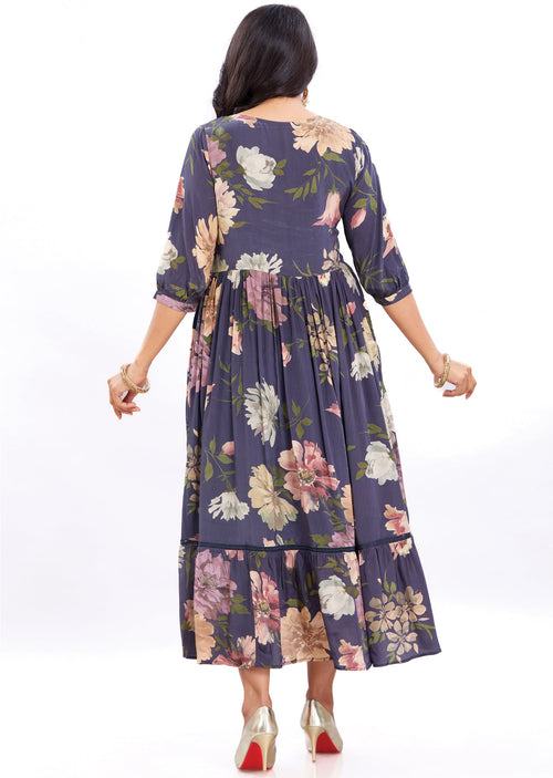 Dark Grey Crepe Midi Dress