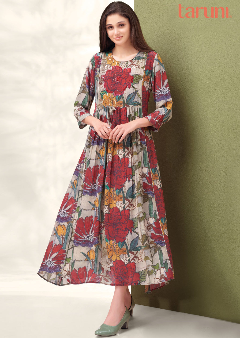Multicolor Crepe Midi Dress