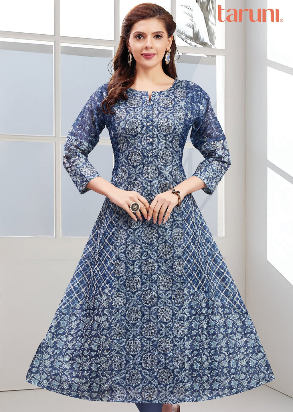 Indigo Blue Kotha Cotton Midi Dress