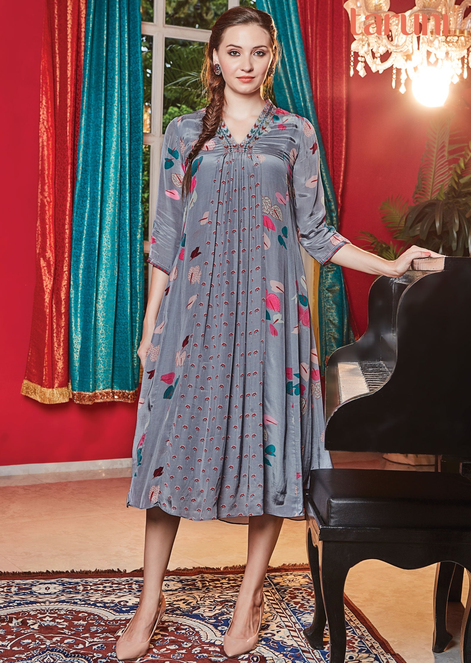Light Grey Muslin Midi Dress