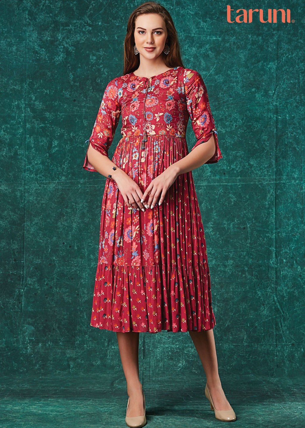 Magenta Pink Muslin Midi Dress