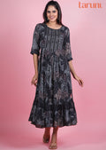 black Muslin Midi Dress