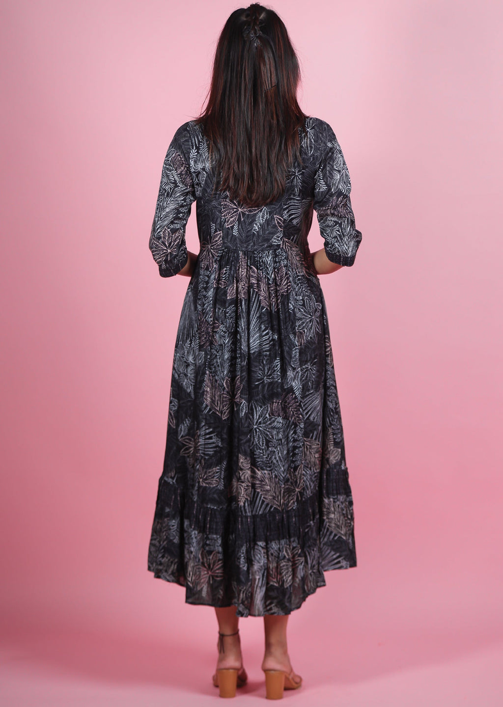 black Muslin Midi Dress