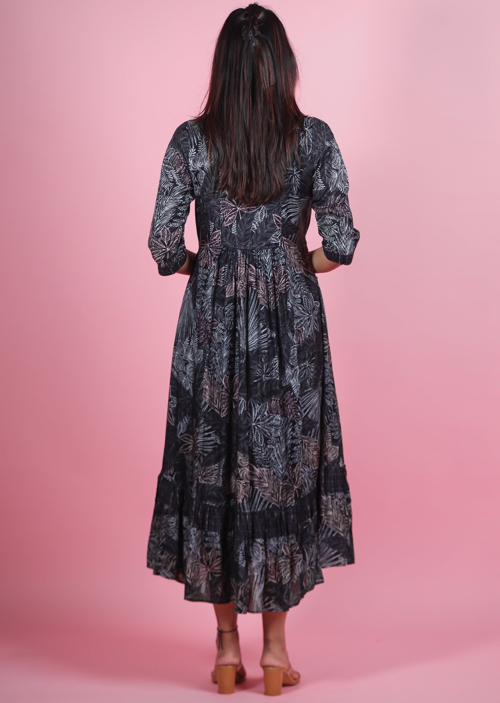 black Muslin Midi Dress