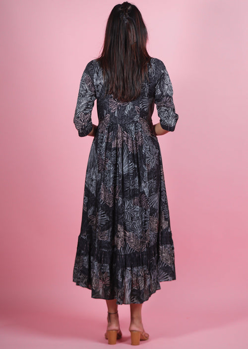 black Muslin Midi Dress