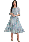 Light Blue Crepe Midi Dress