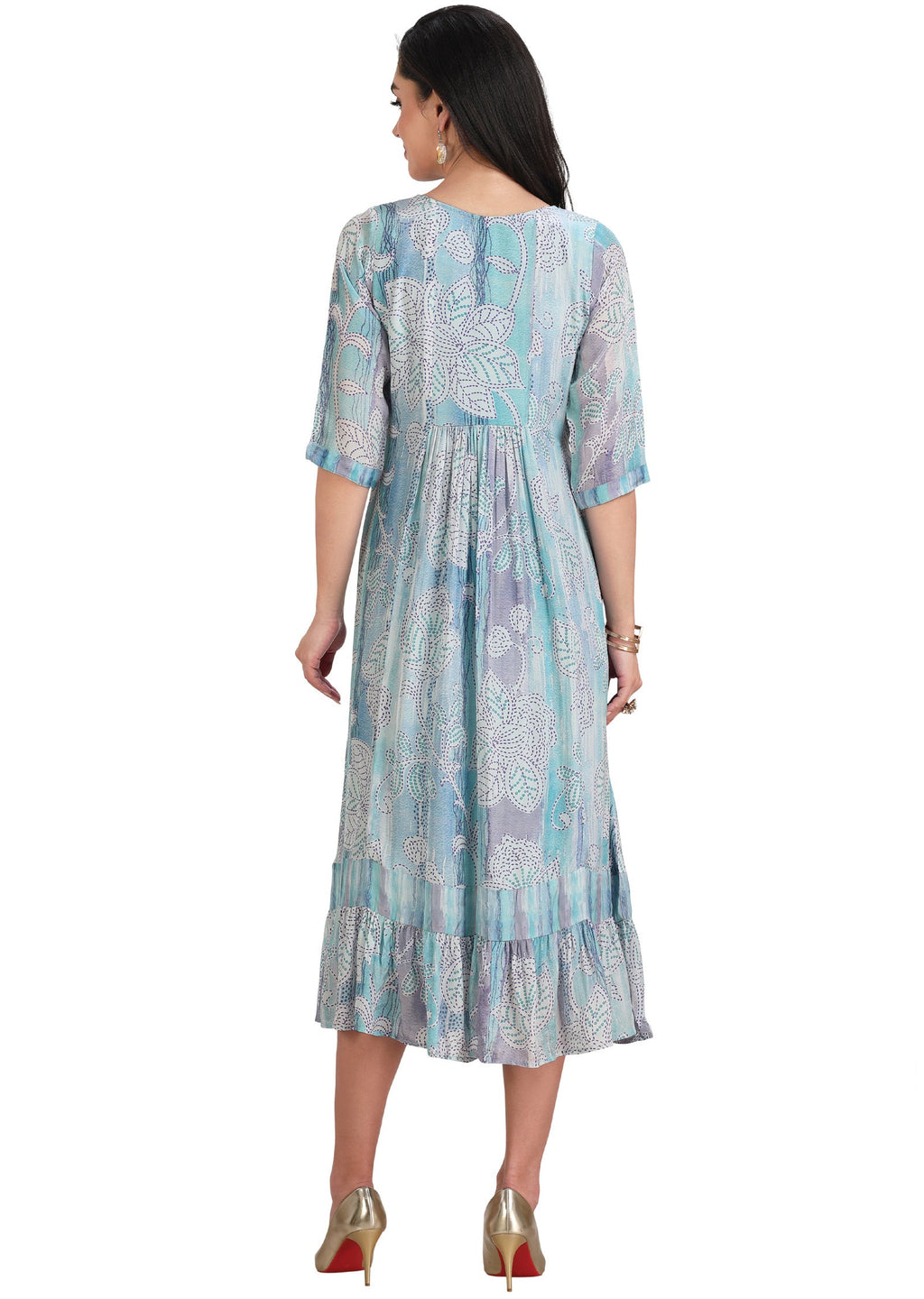 Light Blue Crepe Midi Dress