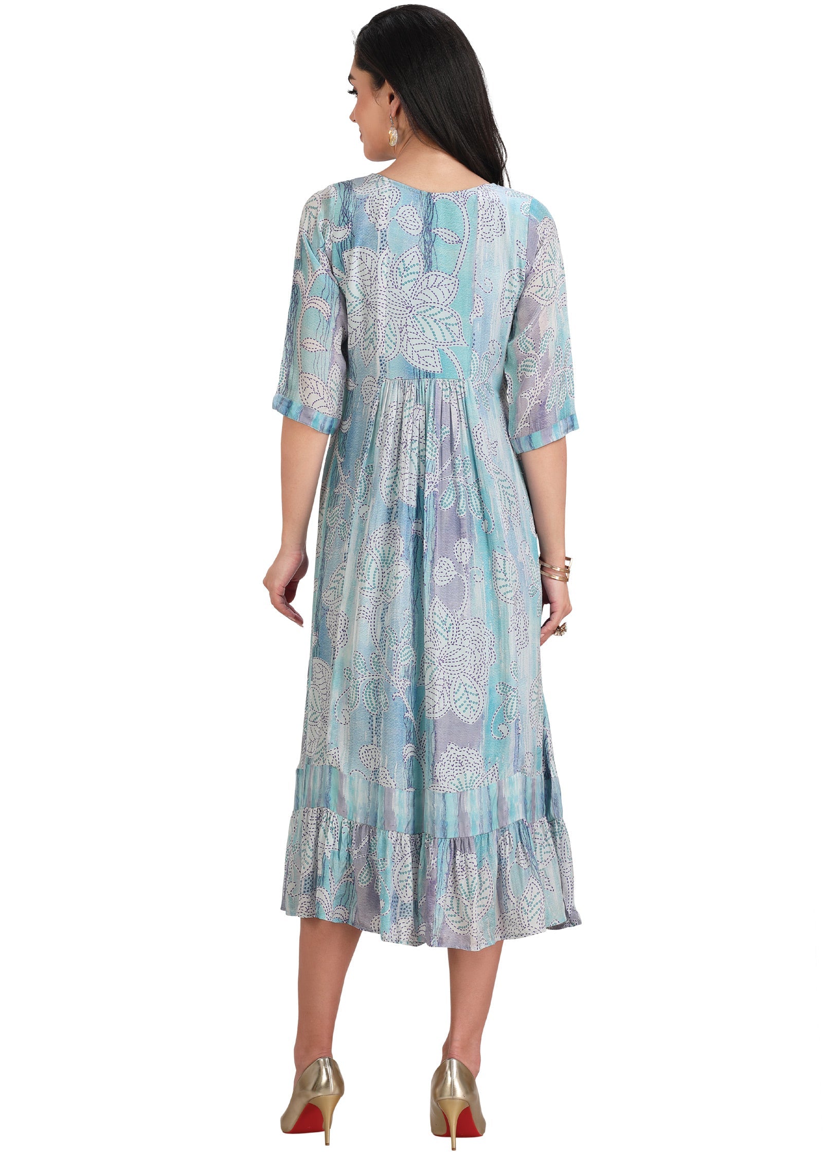 Light Blue Crepe Midi Dress
