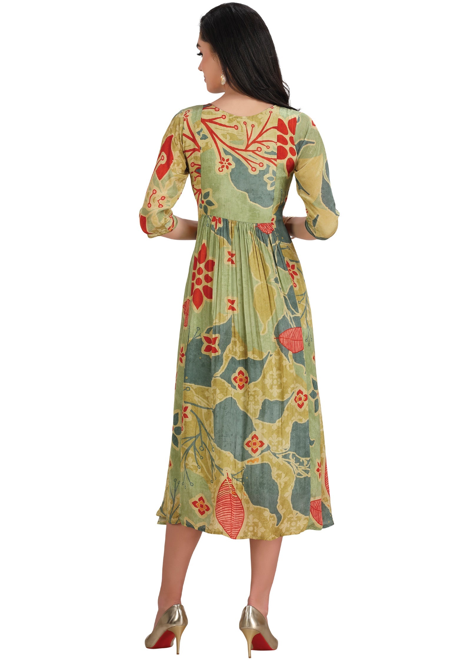 Light Green Crepe Midi Dress