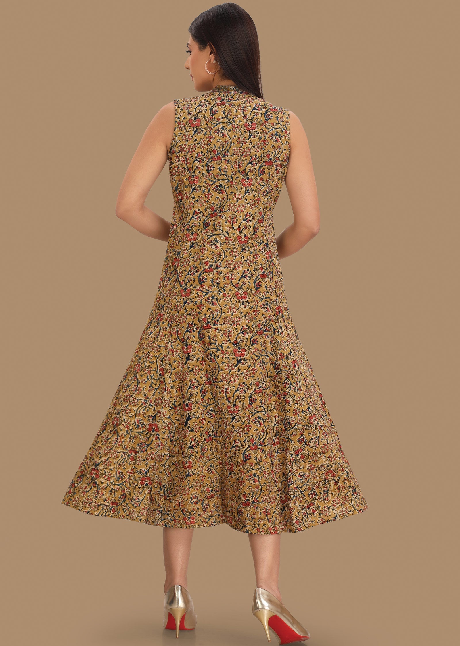 Light Mustard Cotton Midi Dress