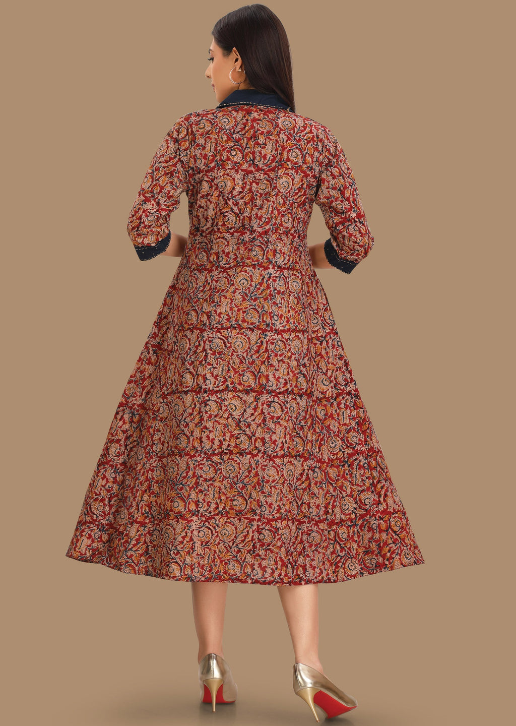 Red Cotton Midi Dress