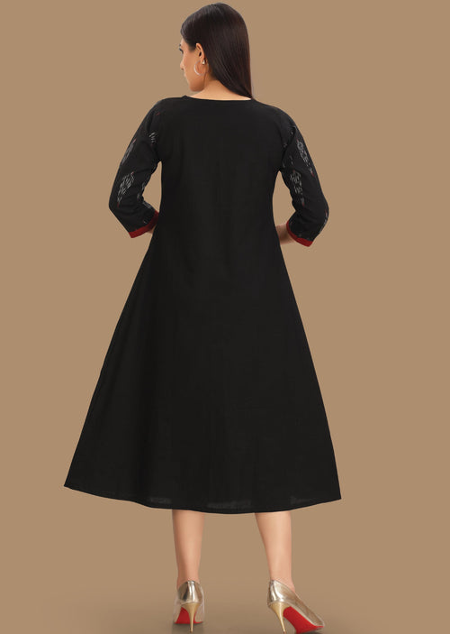 Black Cotton Midi Dress