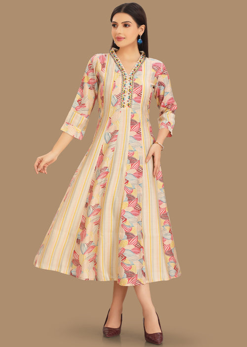 Cream Muslin Midi Dress