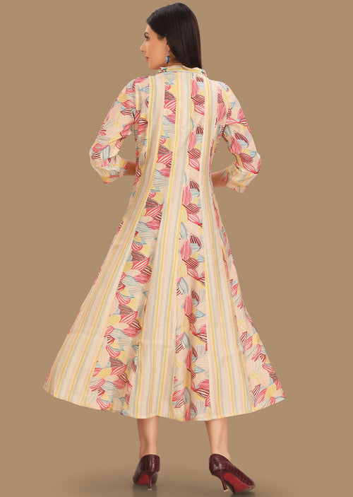 Cream Muslin Midi Dress
