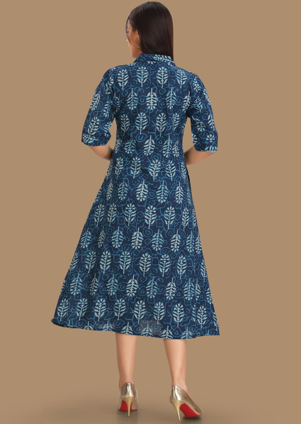 Indigo Blue Cotton Midi Dress