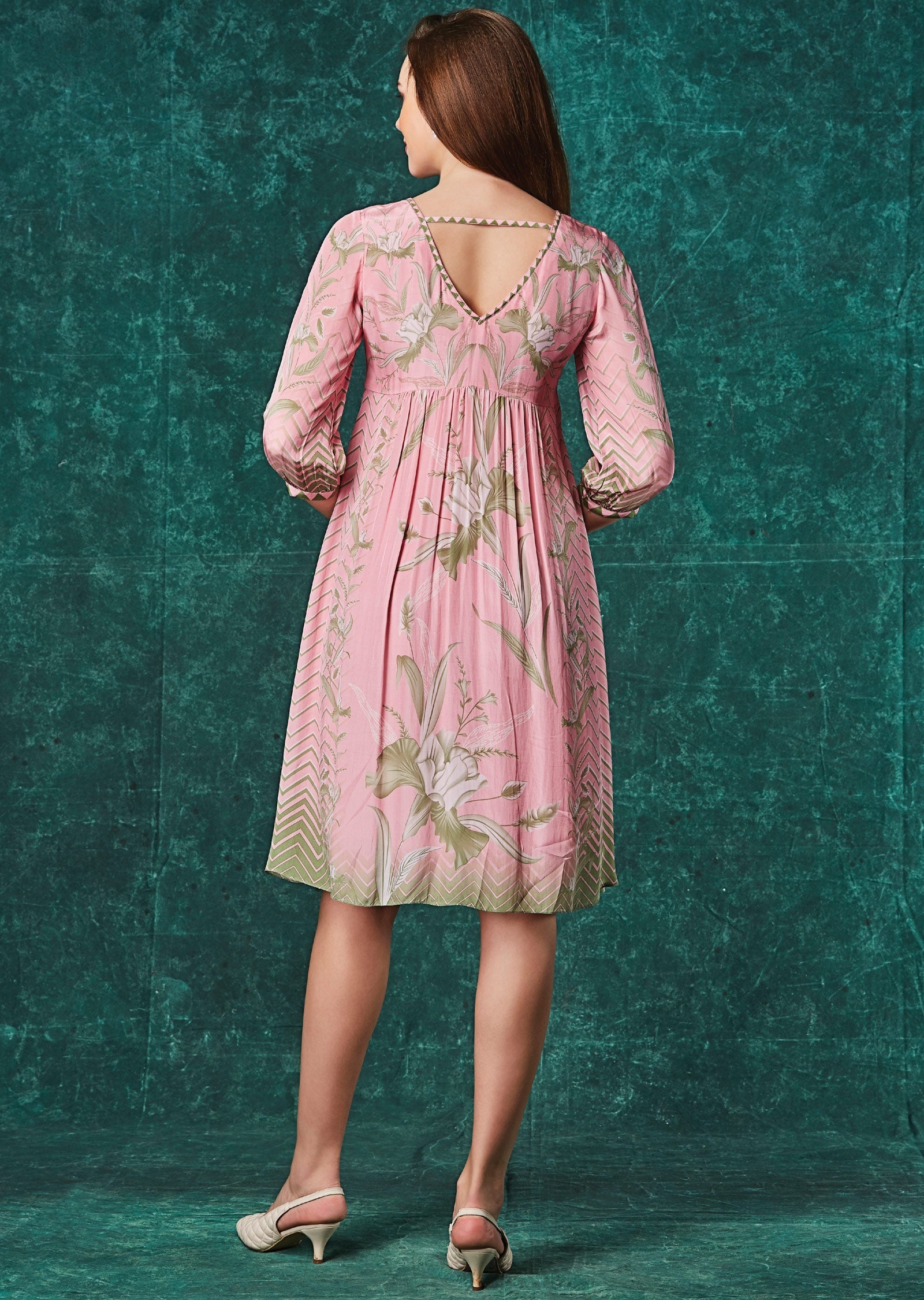 Baby Pink Crepe Midi Dress